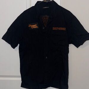 Harley-Davidson Black and Orange Casual Shirt